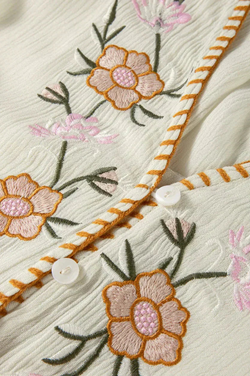 Blusa Fluida con Bordado Étnico para Mujer