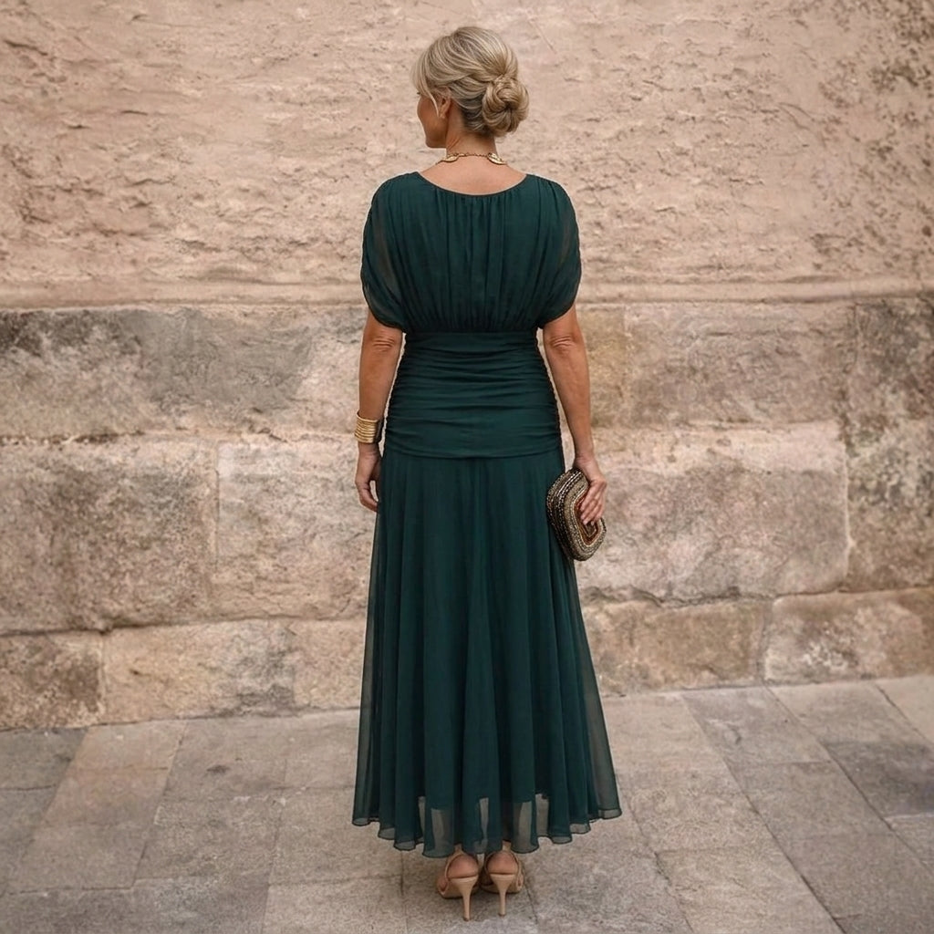 Vestido Maxi de Hombros Descubiertos para Mujer – Verde Oscuro