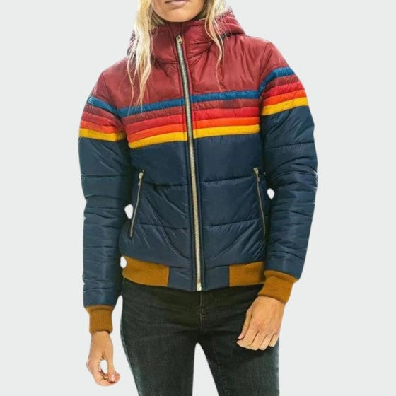Chaqueta Acolchada Impermeable para Mujer – Estampado Multicolor