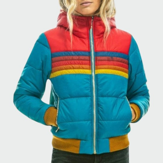Chaqueta Acolchada Impermeable para Mujer – Estampado Multicolor