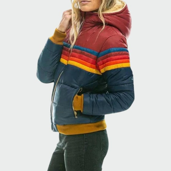 Chaqueta Acolchada Impermeable para Mujer – Estampado Multicolor