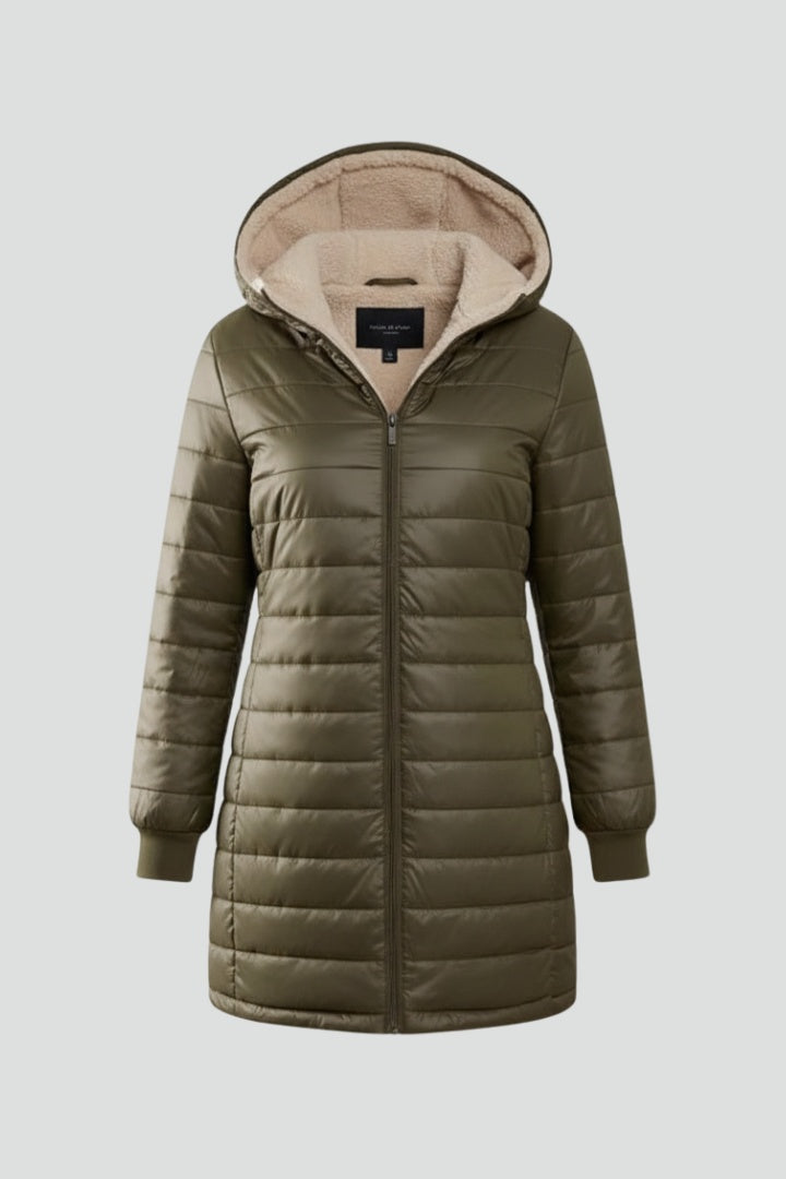 Chaquetón Acolchado Largo para Mujer – Forro Sherpa