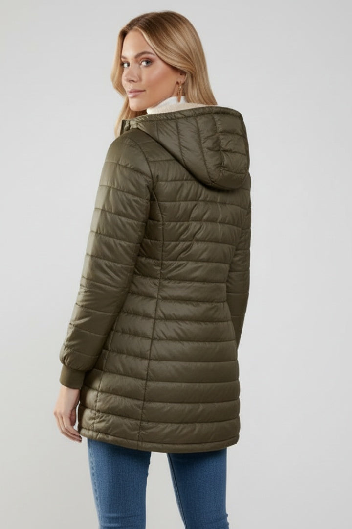 Chaquetón Acolchado Largo para Mujer – Forro Sherpa