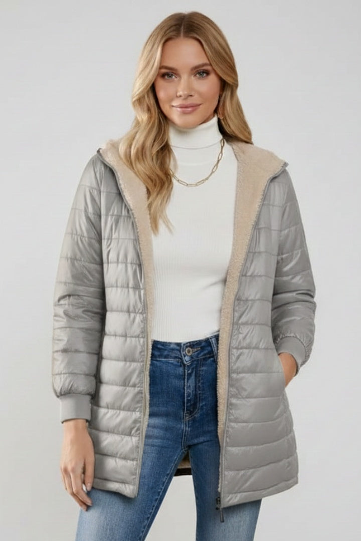 Chaquetón Acolchado Largo para Mujer – Forro Sherpa