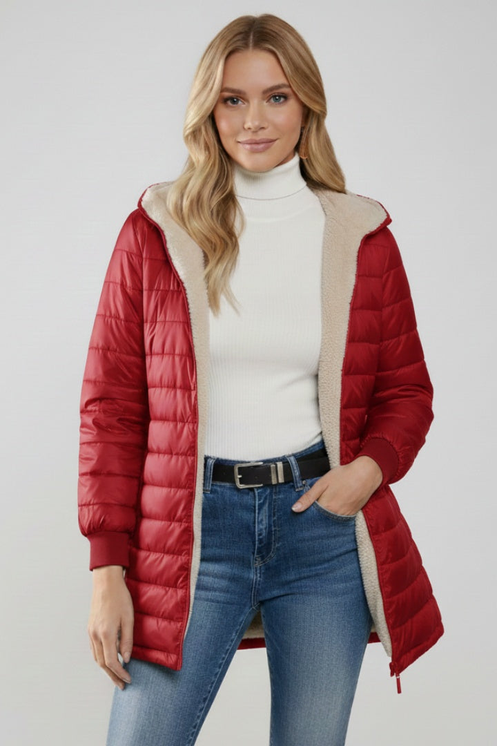 Chaquetón Acolchado Largo para Mujer – Forro Sherpa