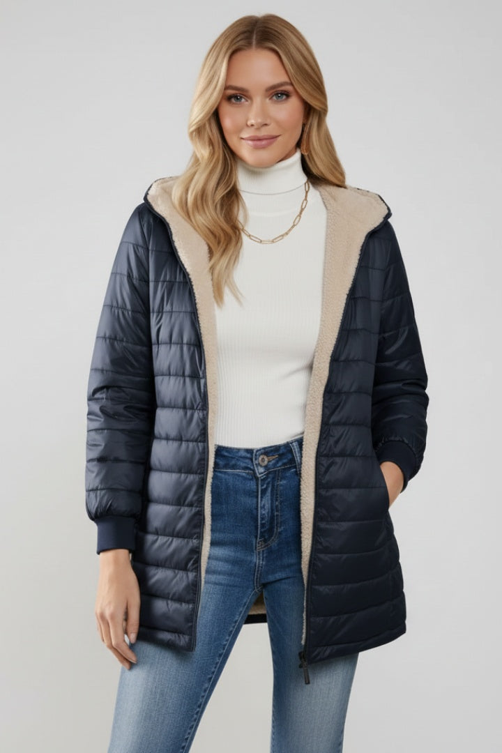 Chaquetón Acolchado Largo para Mujer – Forro Sherpa