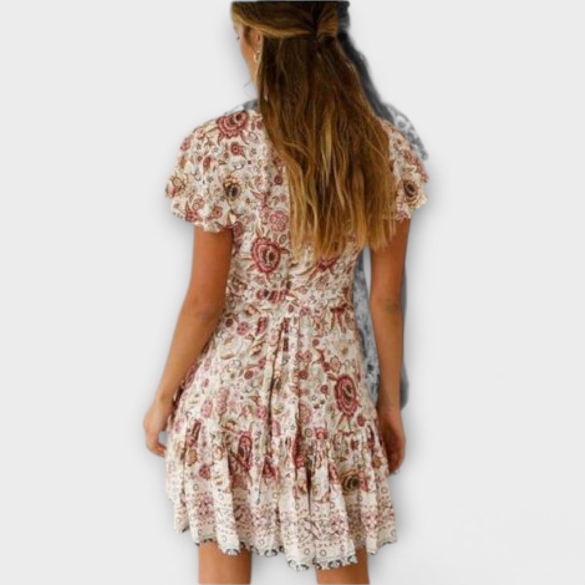 Vestido Corto Boho con Estampado Floral para Mujer
