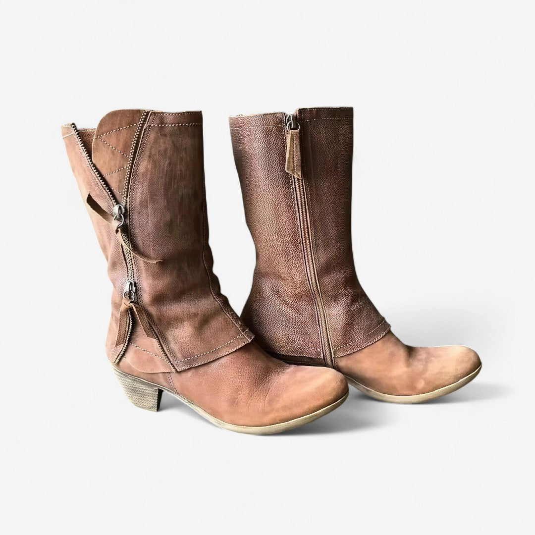 Botas Altas con Cremallera Lateral para Mujer – Marrón