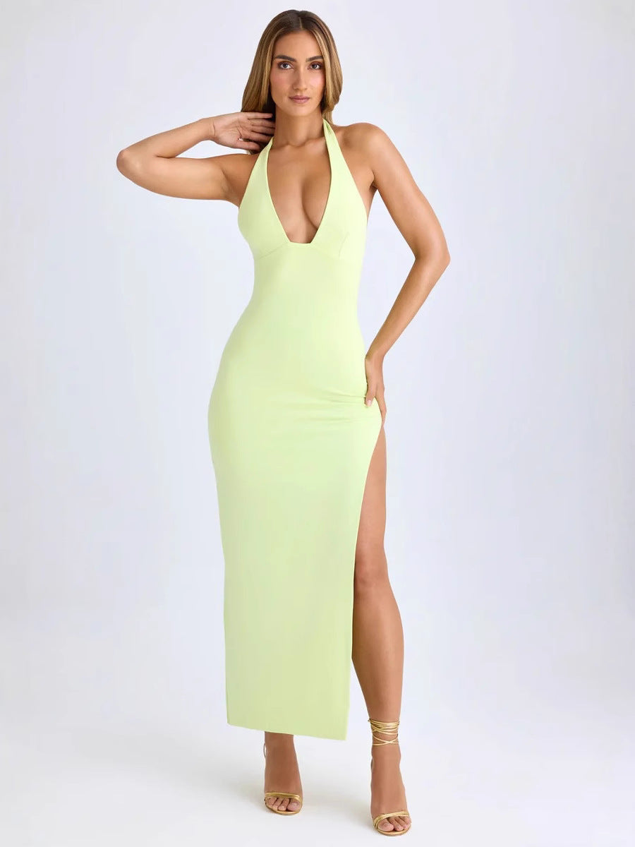 Vestido Largo Halter para Mujer – Abertura Lateral