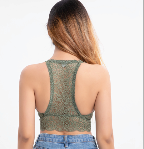 Top Bralette de Encaje Floral para Mujer – Espalda Nadadora