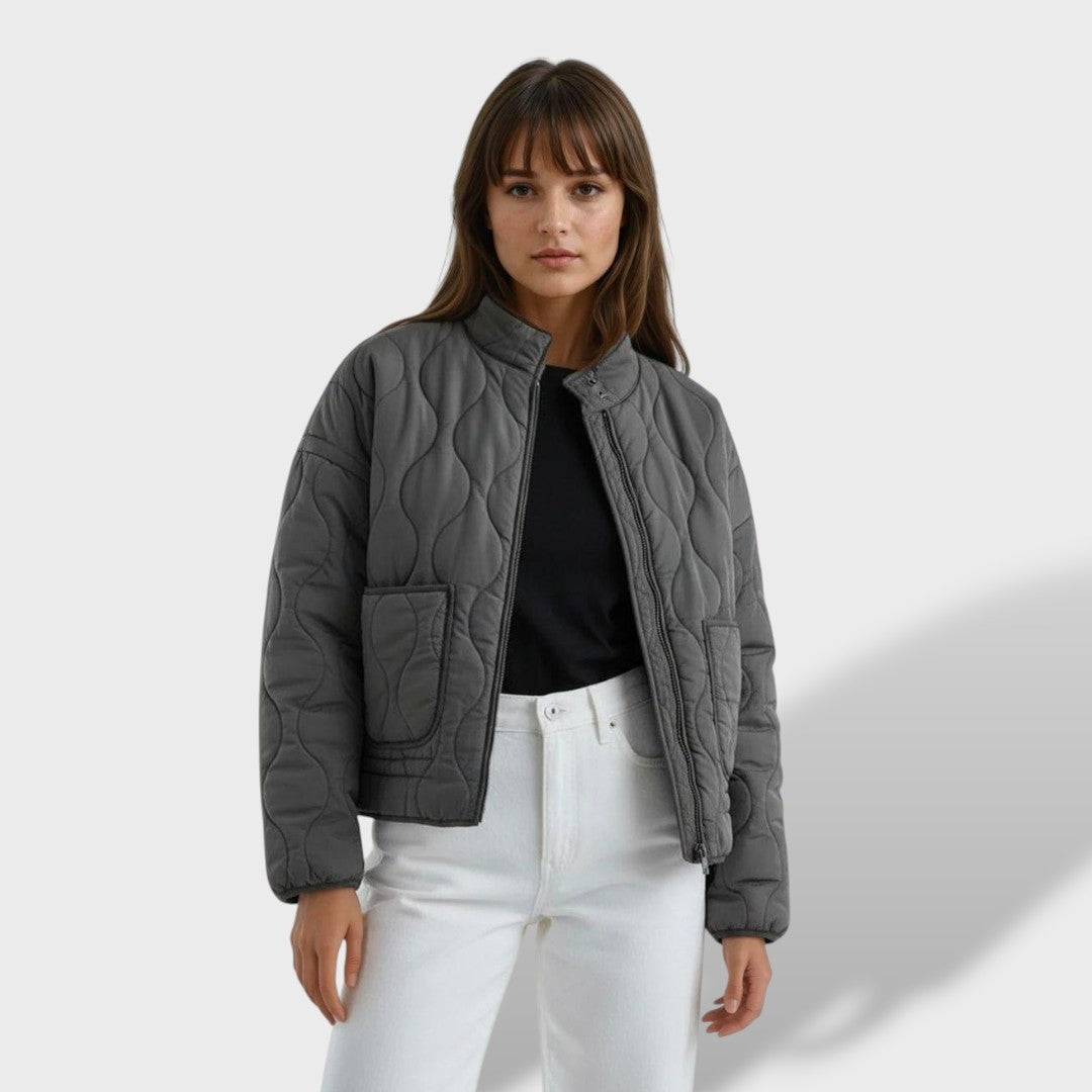 Chaqueta Acolchada Corta para Mujer – Cuello Mao