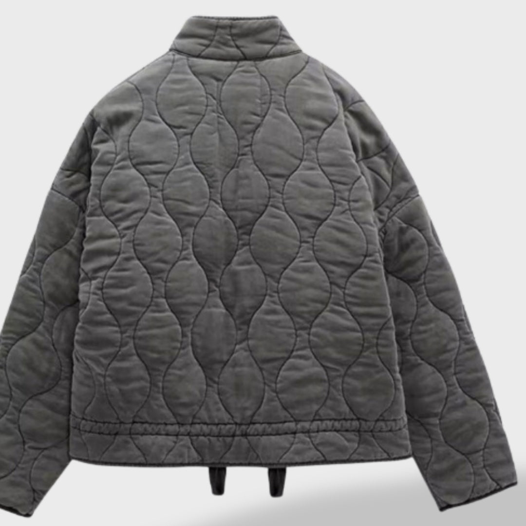 Chaqueta Acolchada Corta para Mujer – Cuello Mao