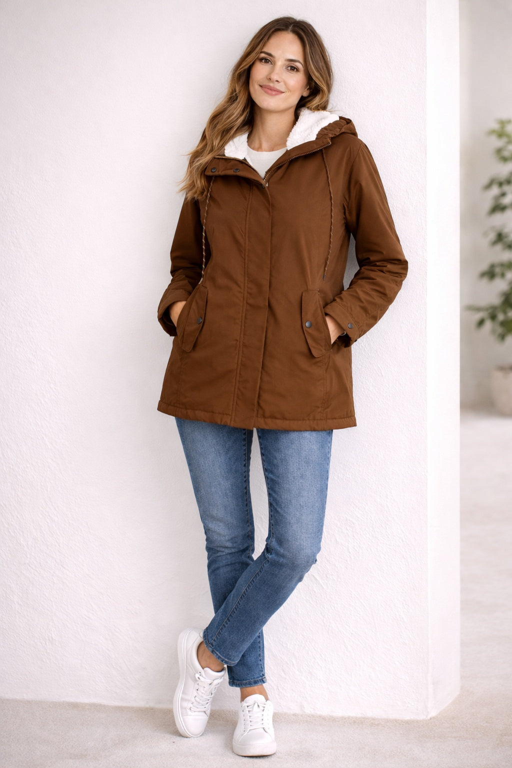 Parka Impermeable para Mujer – Capucha Forrada de Borreguito