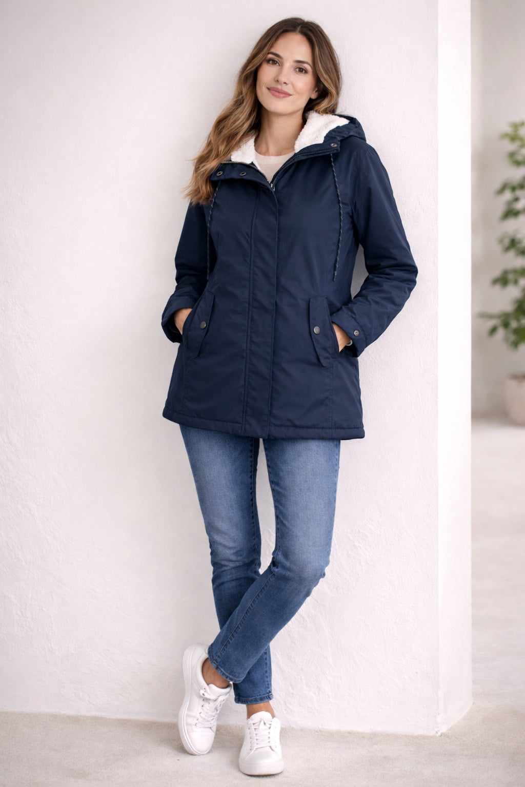 Parka Impermeable para Mujer – Capucha Forrada de Borreguito