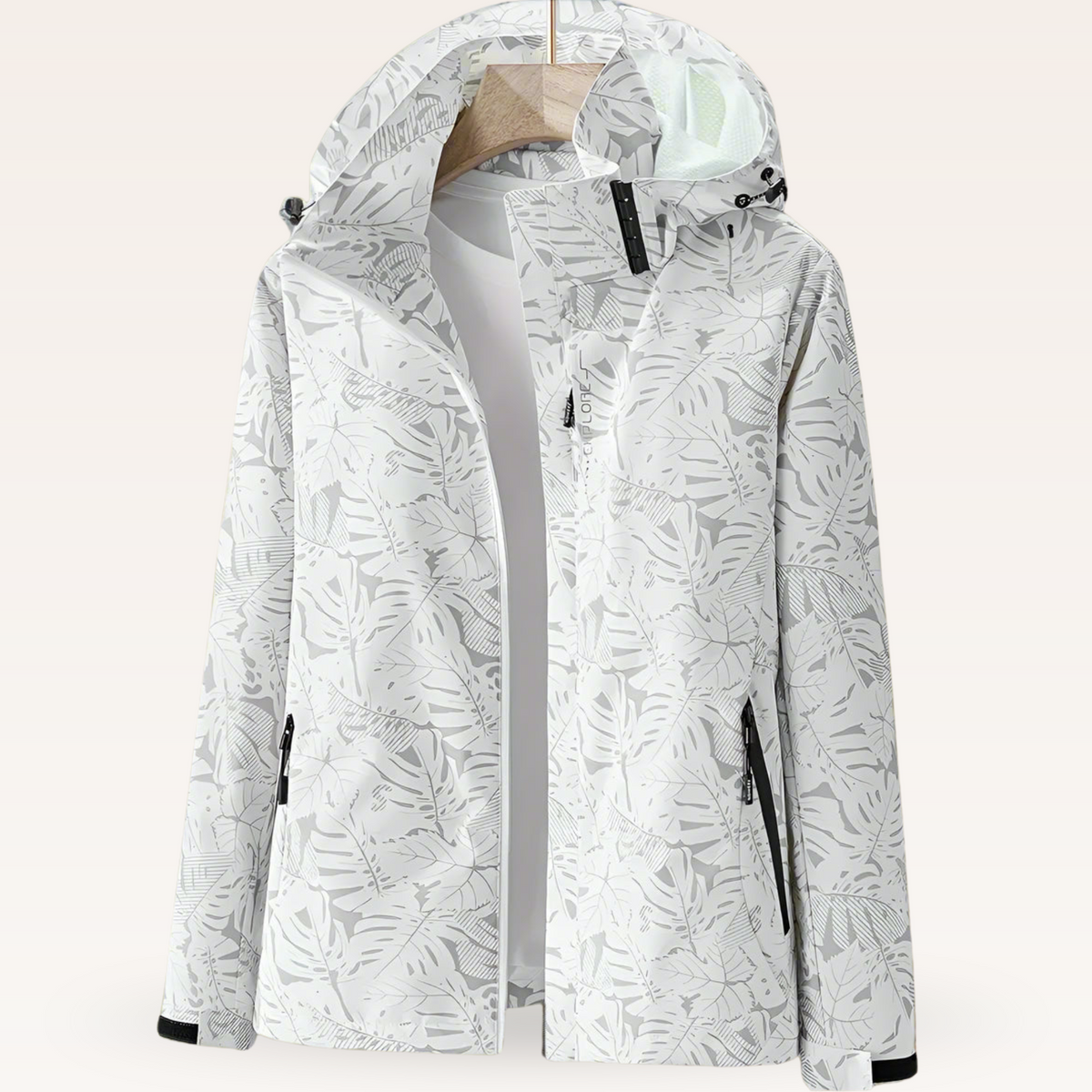 Chaqueta Cortavientos Estampada para Mujer – Con Capucha