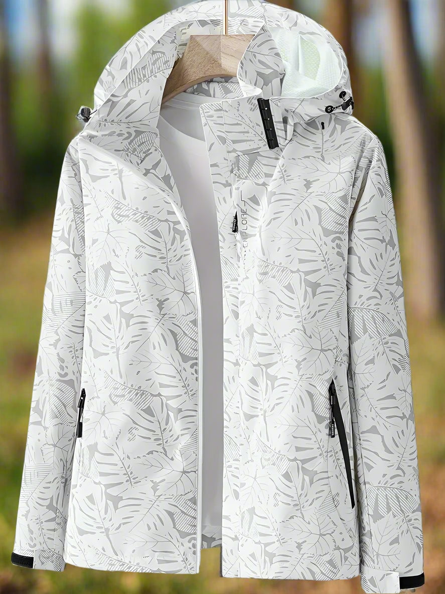 Chaqueta Cortavientos Estampada para Mujer – Con Capucha