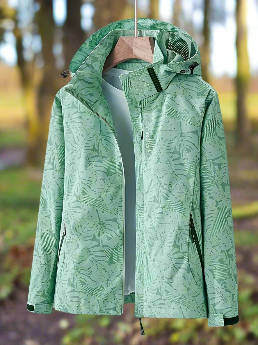 Chaqueta Cortavientos Estampada para Mujer – Con Capucha