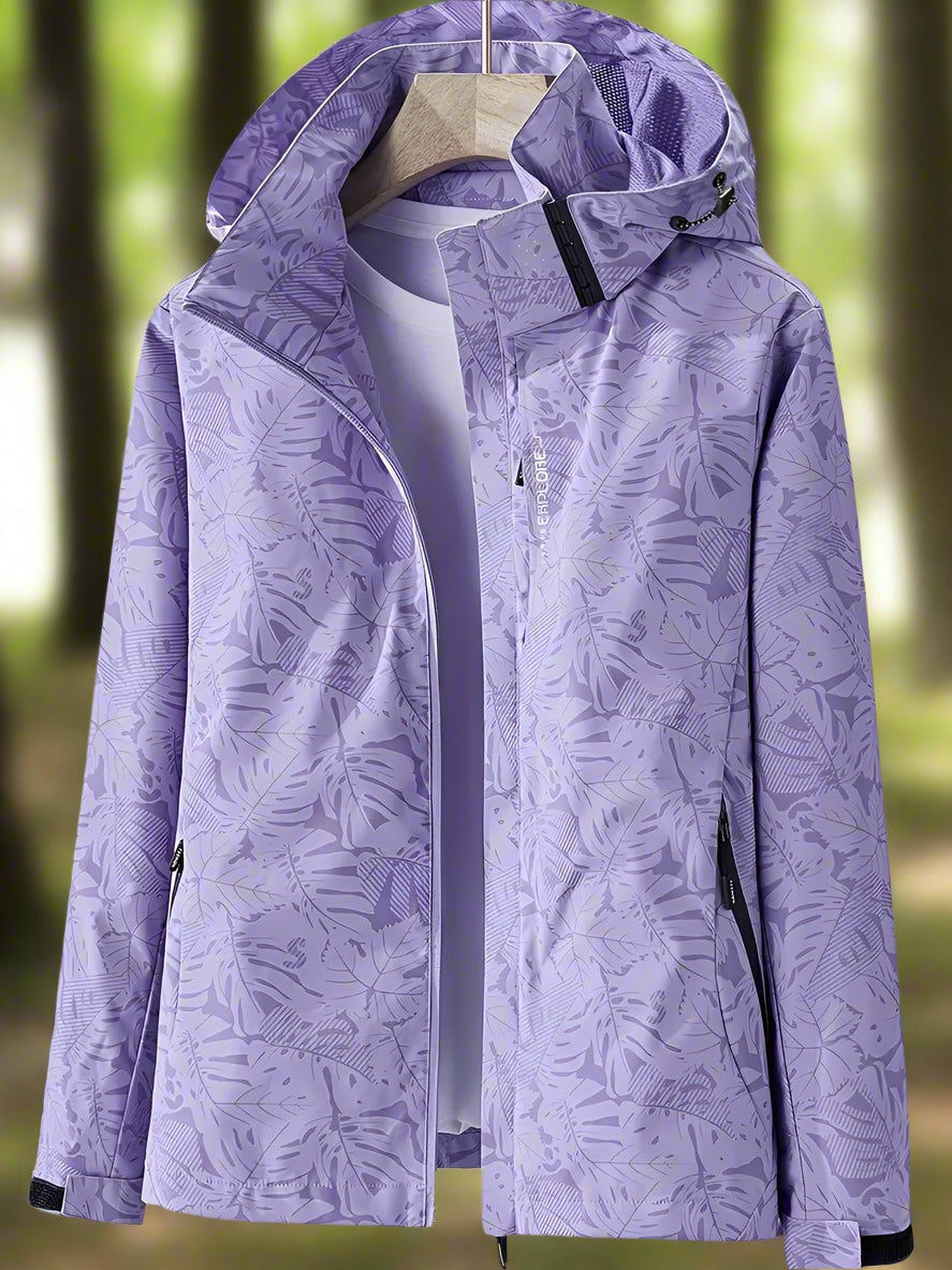 Chaqueta Cortavientos Estampada para Mujer – Con Capucha