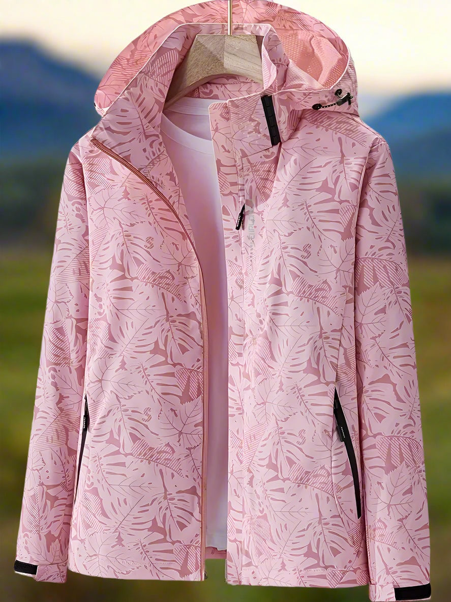 Chaqueta Cortavientos Estampada para Mujer – Con Capucha