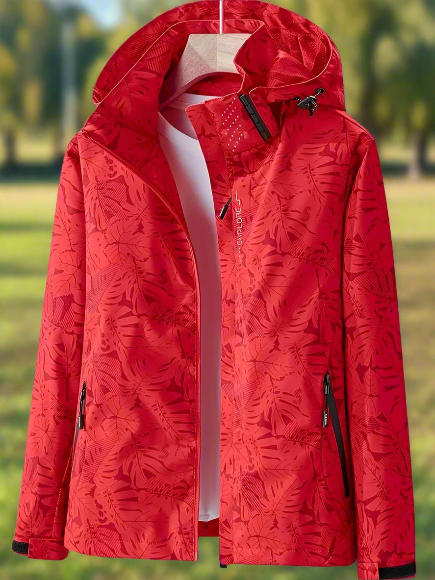 Chaqueta Cortavientos Estampada para Mujer – Con Capucha