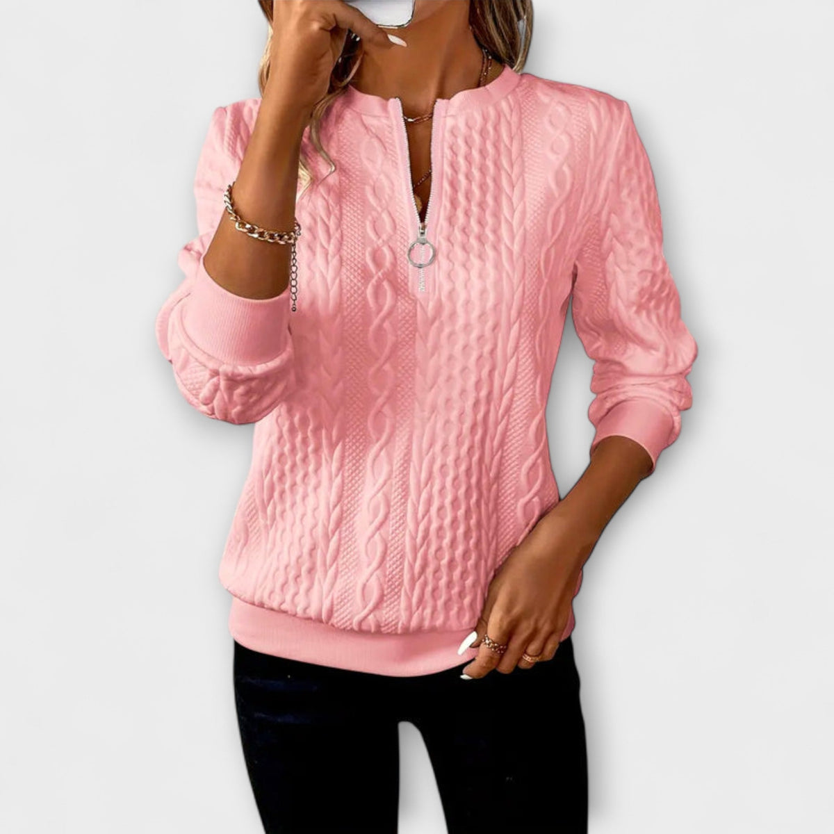Jersey de Punto con Relieve para Mujer – Blanco