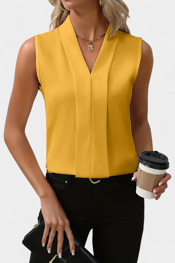 Blusa Sin Mangas para Mujer – Escote en V y Corte Fluido