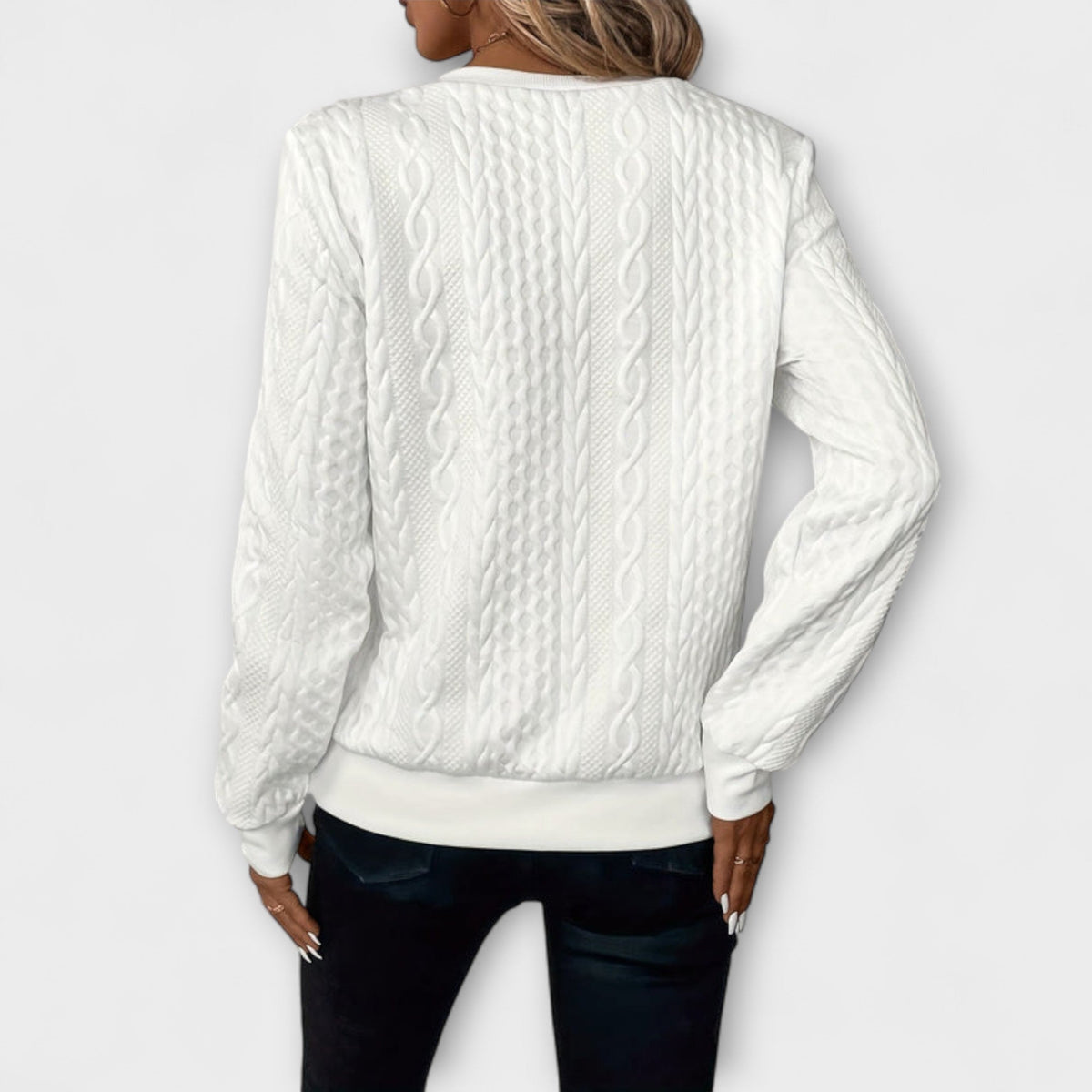 Jersey de Punto con Relieve para Mujer – Blanco
