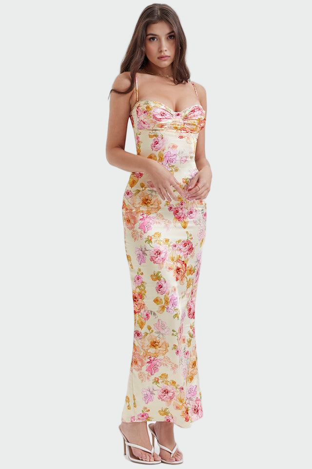 Vestido Largo con Estampado Floral para Mujer