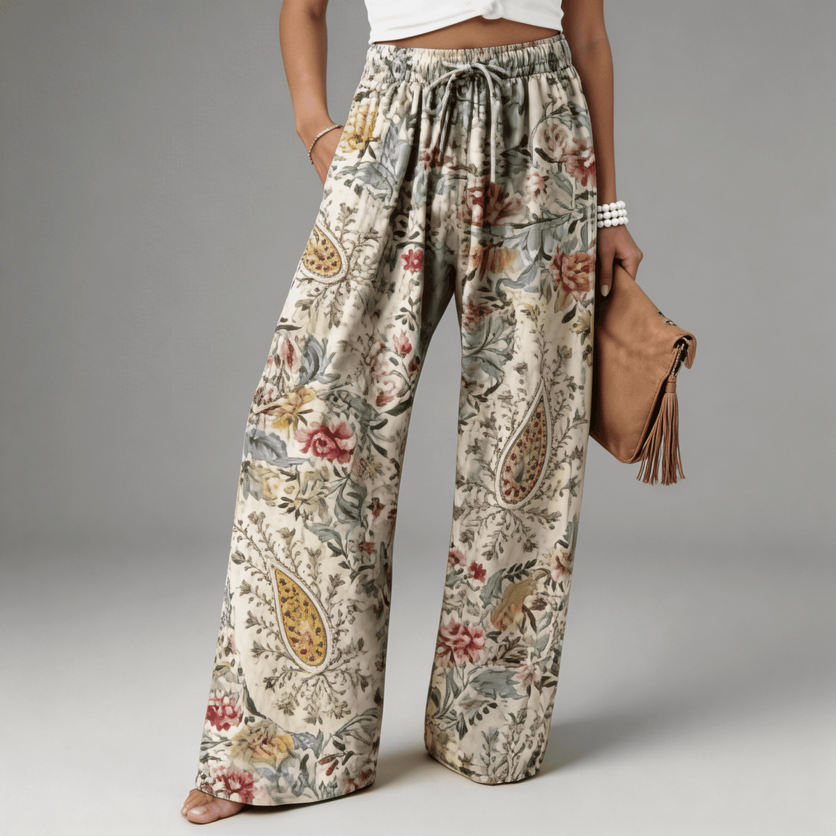Pantalón Fluido con Estampado Floral para Mujer – Pierna Ancha