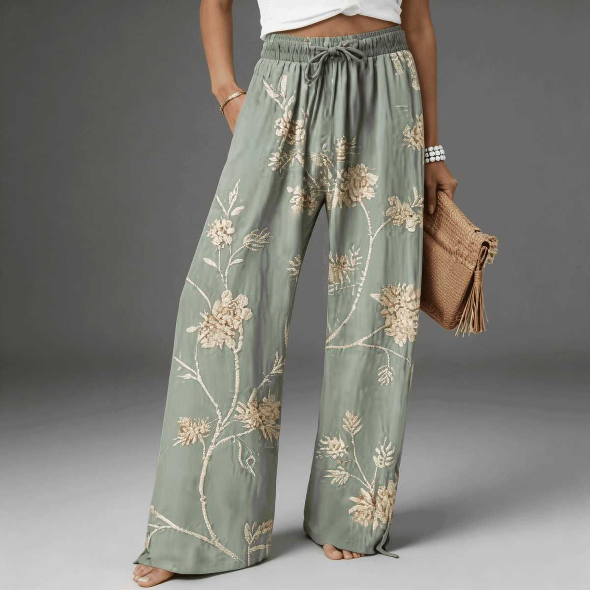 Pantalón Fluido con Estampado Floral para Mujer – Pierna Ancha