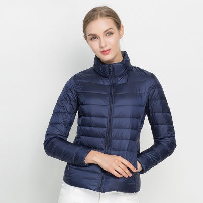 Chaqueta de Plumas Ligera para Mujer – Cuello Alto Ajustada