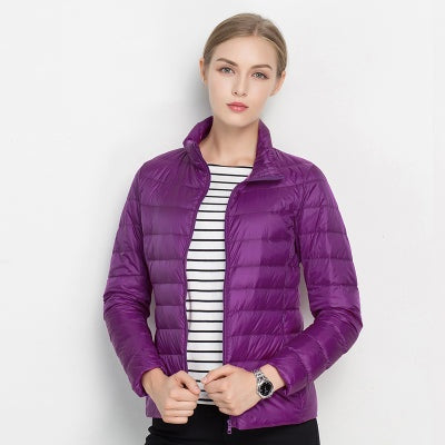 Chaqueta de Plumas Ligera para Mujer – Cuello Alto Ajustada