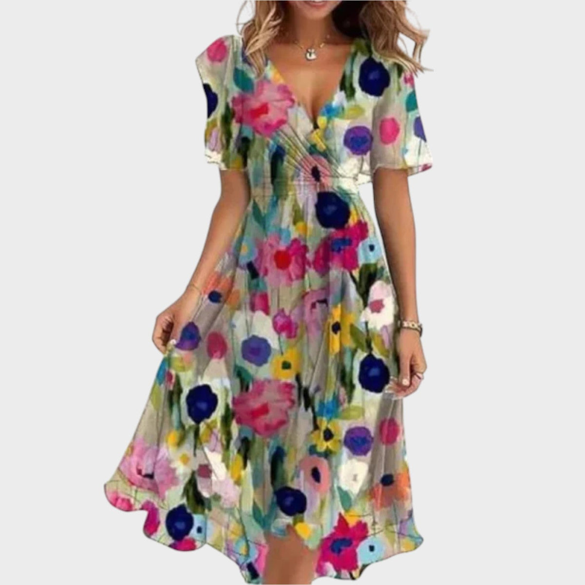 Vestido de Verano con Escote en V para Mujer