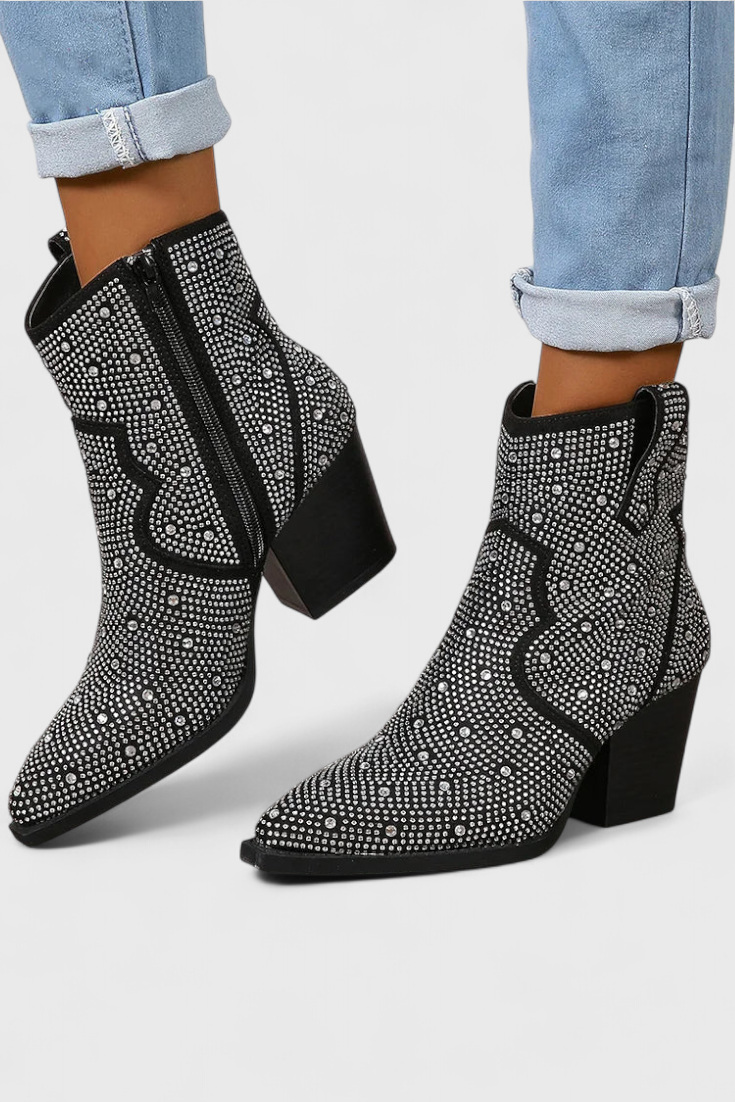 Botas con Diseño Patchwork para Mujer – Cremallera Lateral