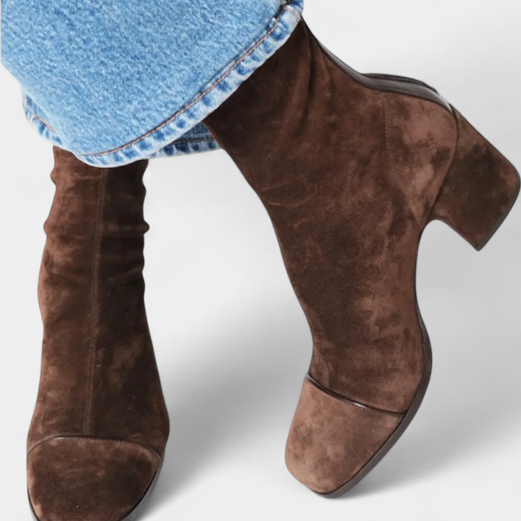 Botas de Tacón Grueso para Mujer – Marrón