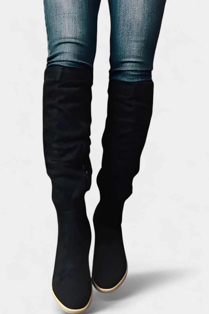 Botas hasta la Rodilla con Tacón Grueso para Mujer – Punta Redonda