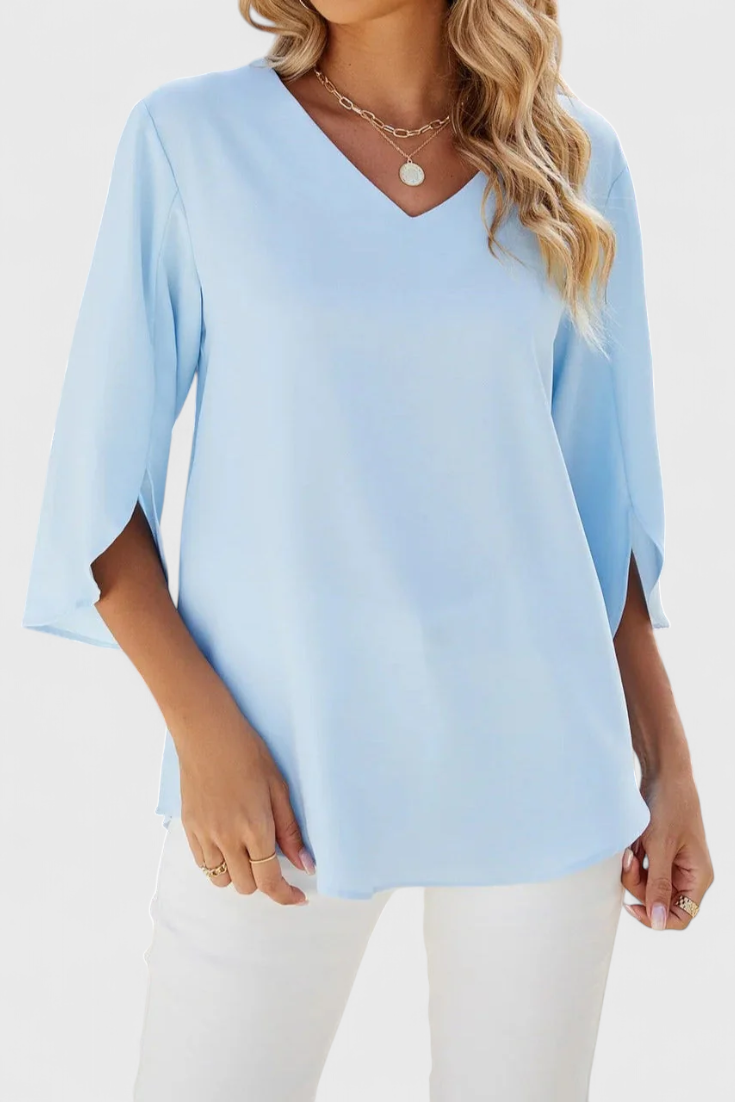 Blusa Casual de Corte Suelto para Mujer – Azul Cielo