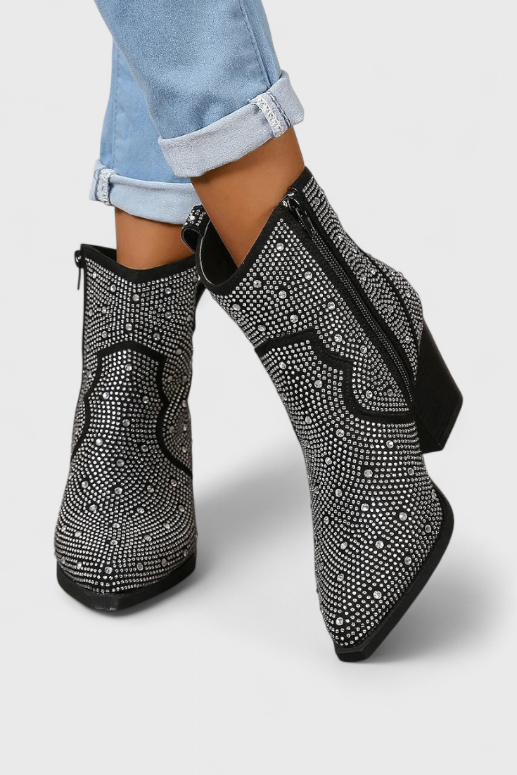 Botas con Diseño Patchwork para Mujer – Cremallera Lateral