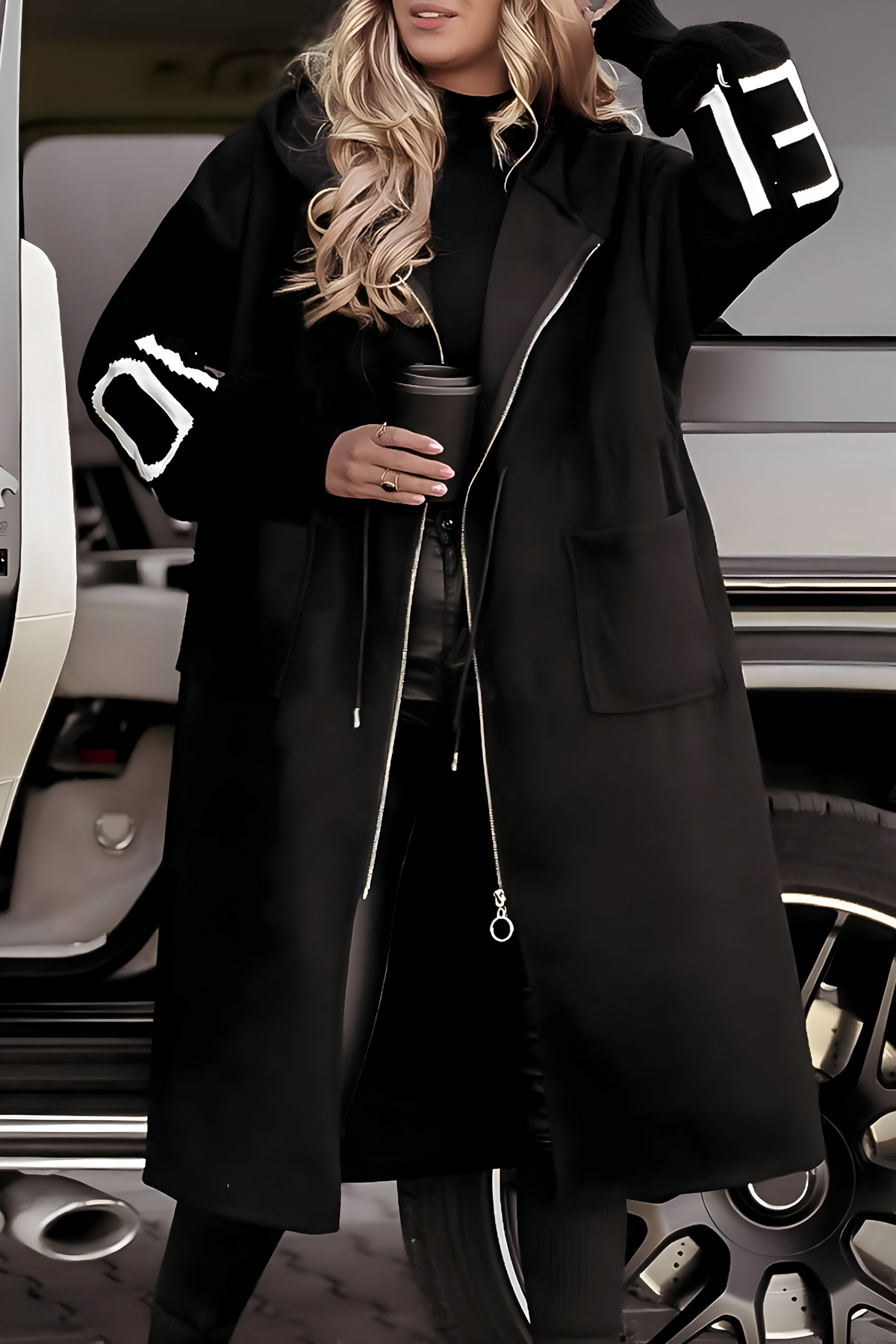 Parka Larga con Capucha para Mujer – Mangas de Punto Oversize