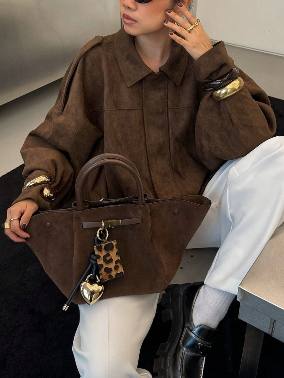 Chaqueta de Ante Oversize para Mujer – Cremallera