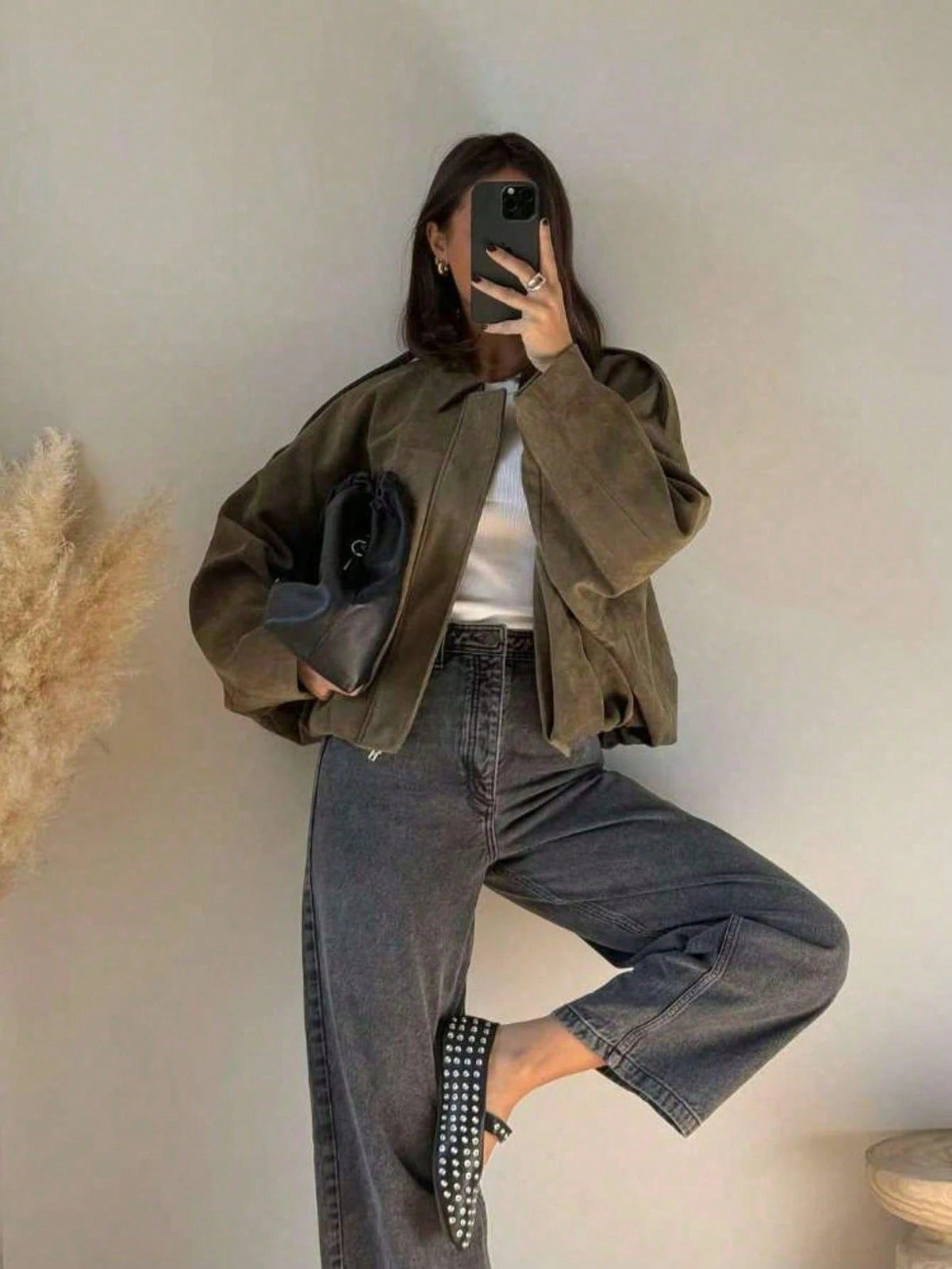 Chaqueta de Ante Oversize para Mujer – Cremallera