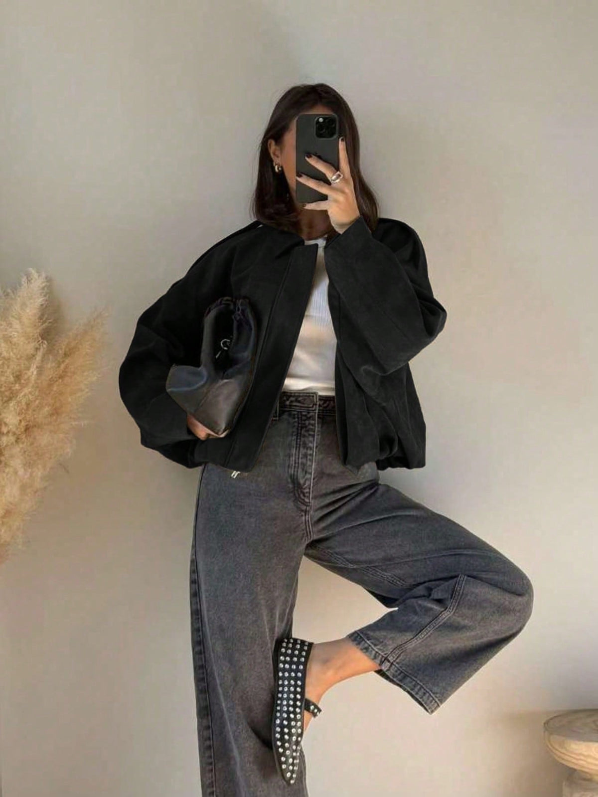 Chaqueta de Ante Oversize para Mujer – Cremallera