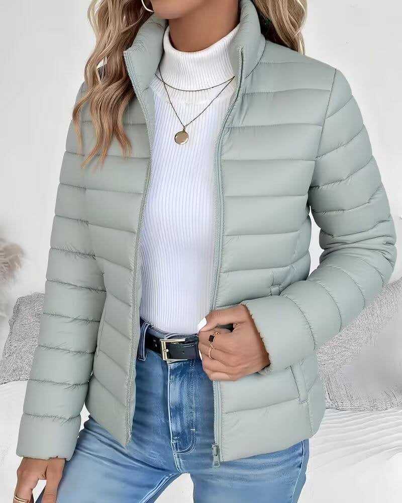Chaqueta Puffer Acolchada para Mujer – Cuello Alto