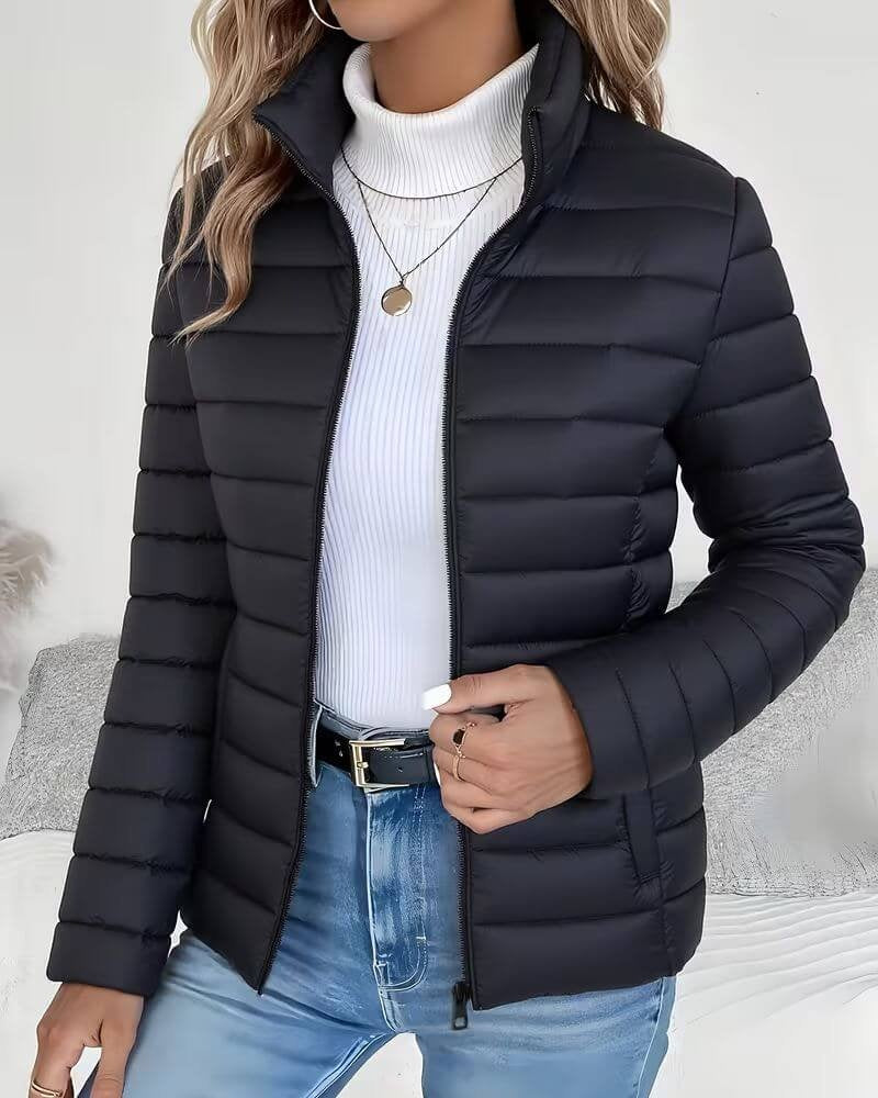 Chaqueta Puffer Acolchada para Mujer – Cuello Alto