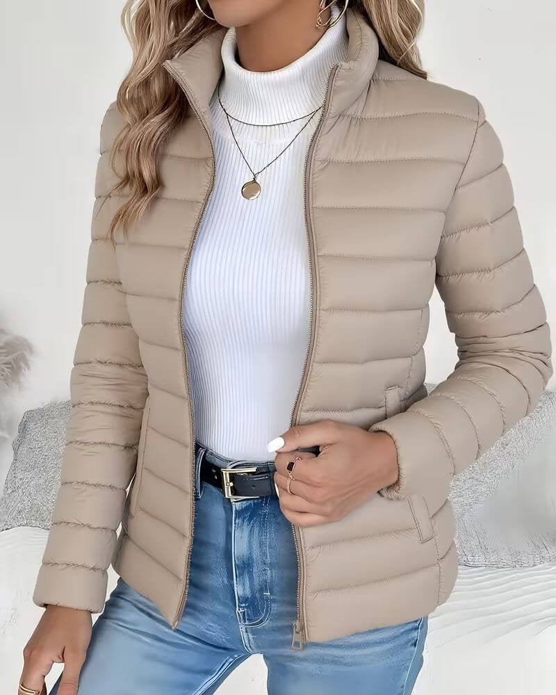 Chaqueta Puffer Acolchada para Mujer – Cuello Alto