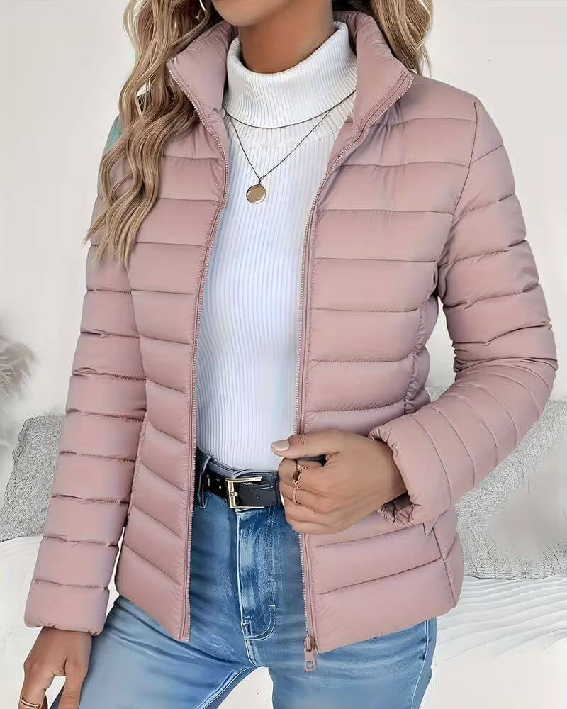 Chaqueta Puffer Acolchada para Mujer – Cuello Alto