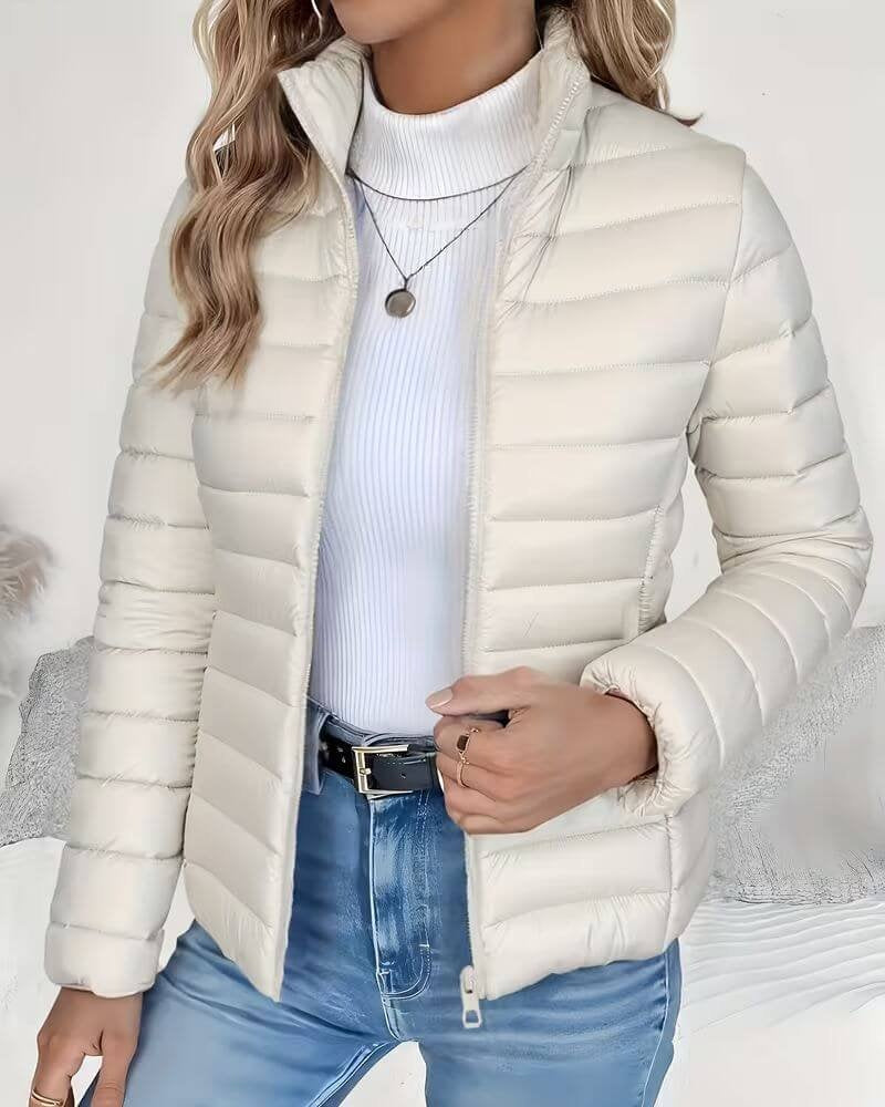 Chaqueta Puffer Acolchada para Mujer – Cuello Alto