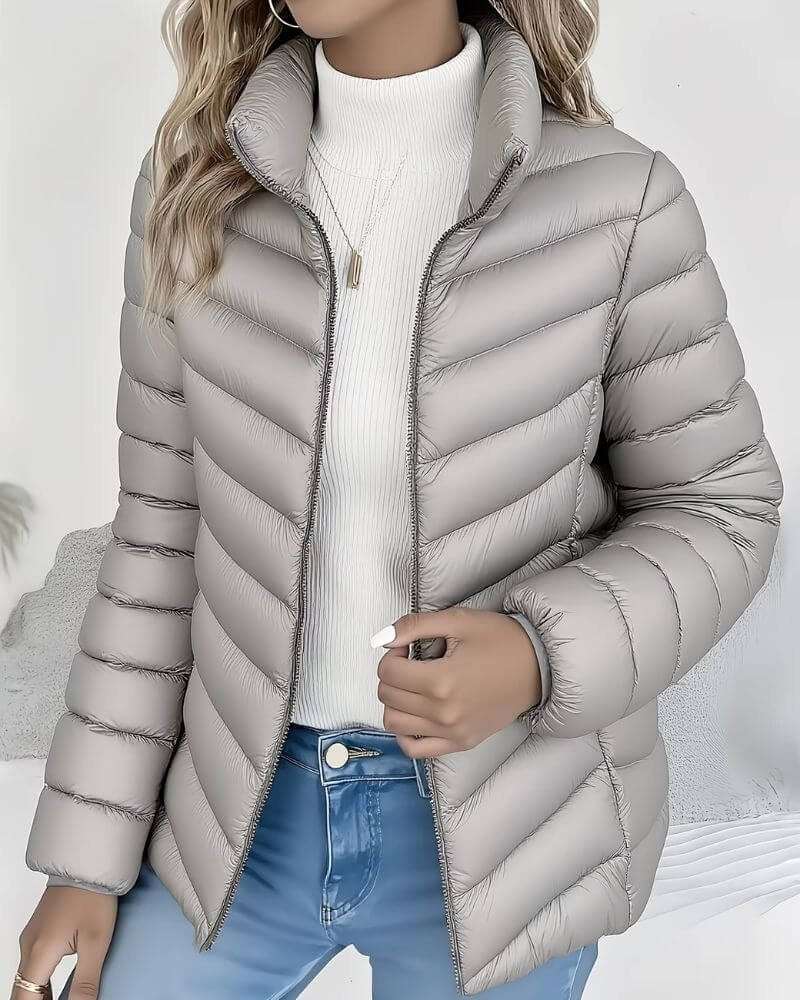 Chaqueta Puffer Acolchada para Mujer – Cuello Alto