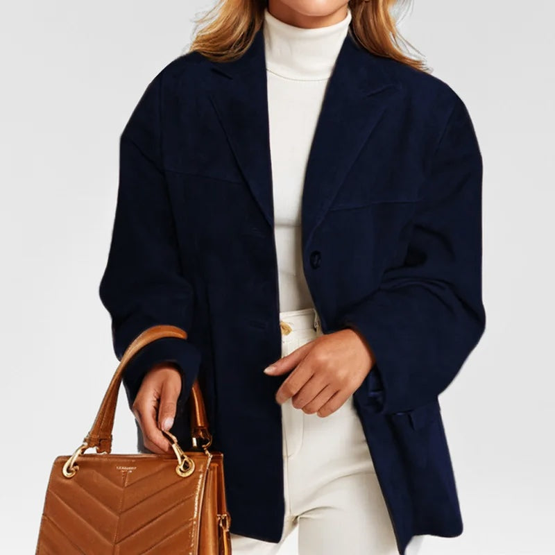 Chaqueta de Ante para Mujer – Corte Suelto con Solapas