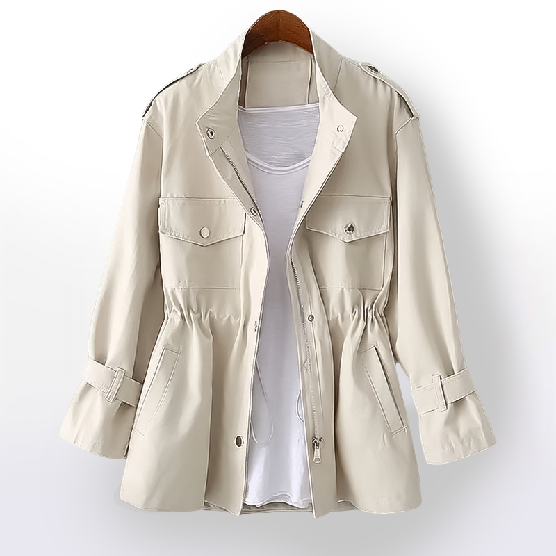 Chaqueta Militar Corta para Mujer – Cintura Ajustable